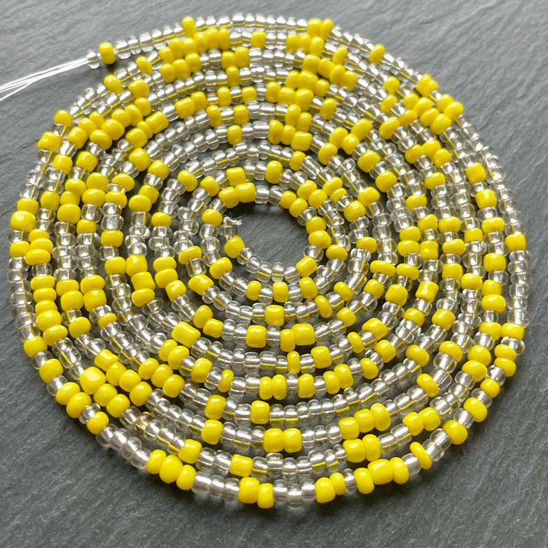 Yellow and Silver Waist Bead
