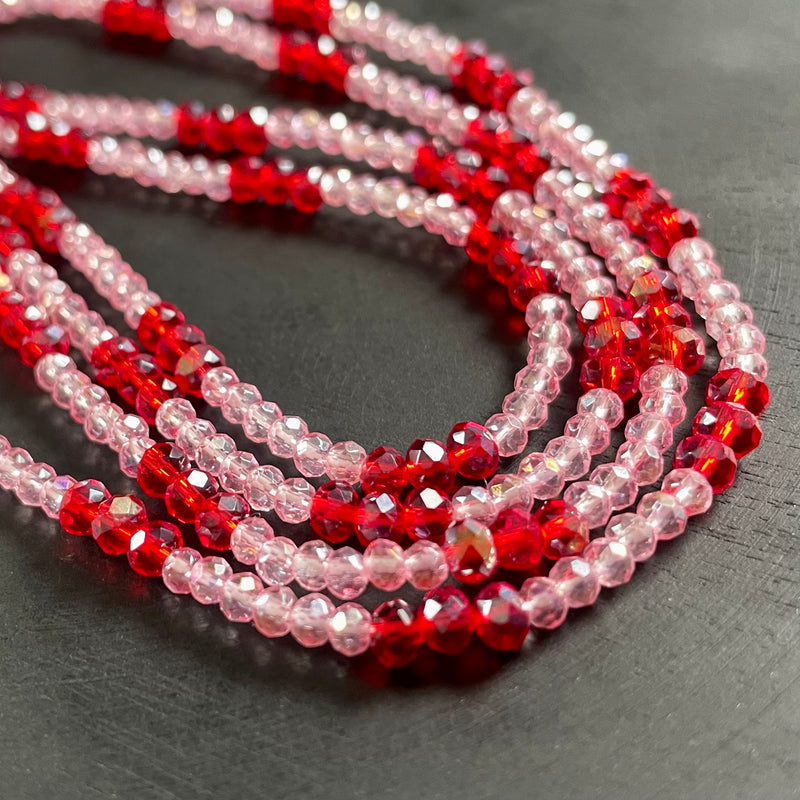 Red & Pink Crystal Waist Bead - Limited