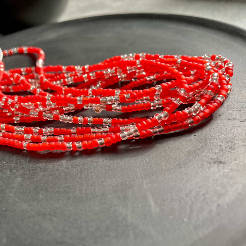 Red & Silver Waist Bead