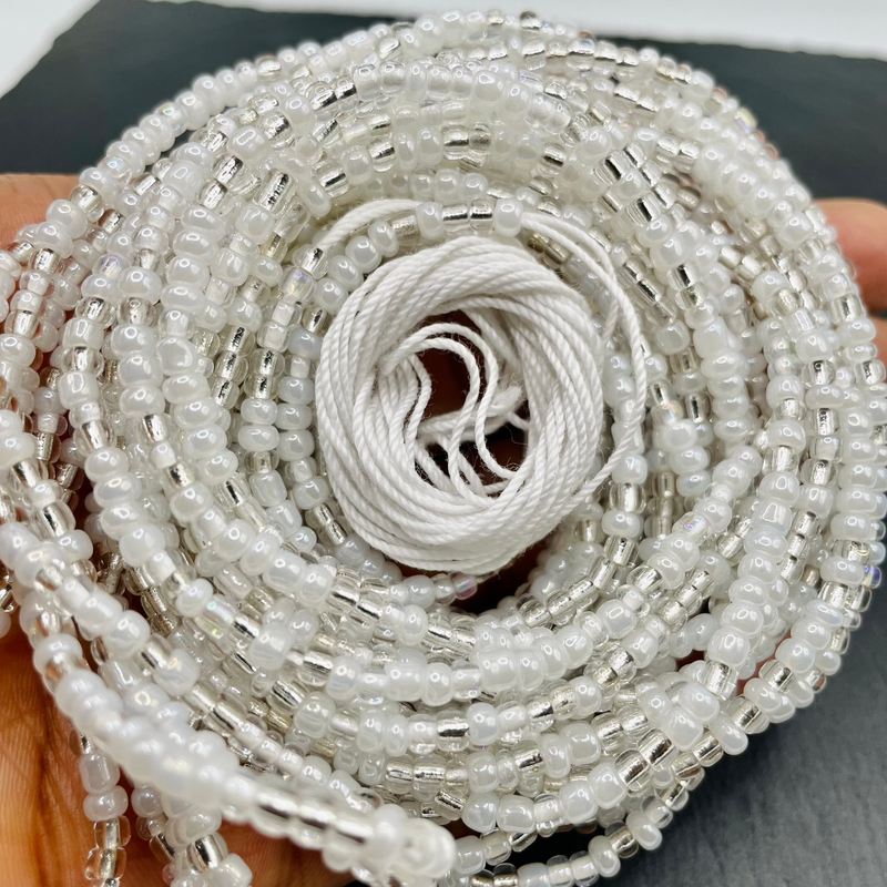 White and Silver Waist Bead