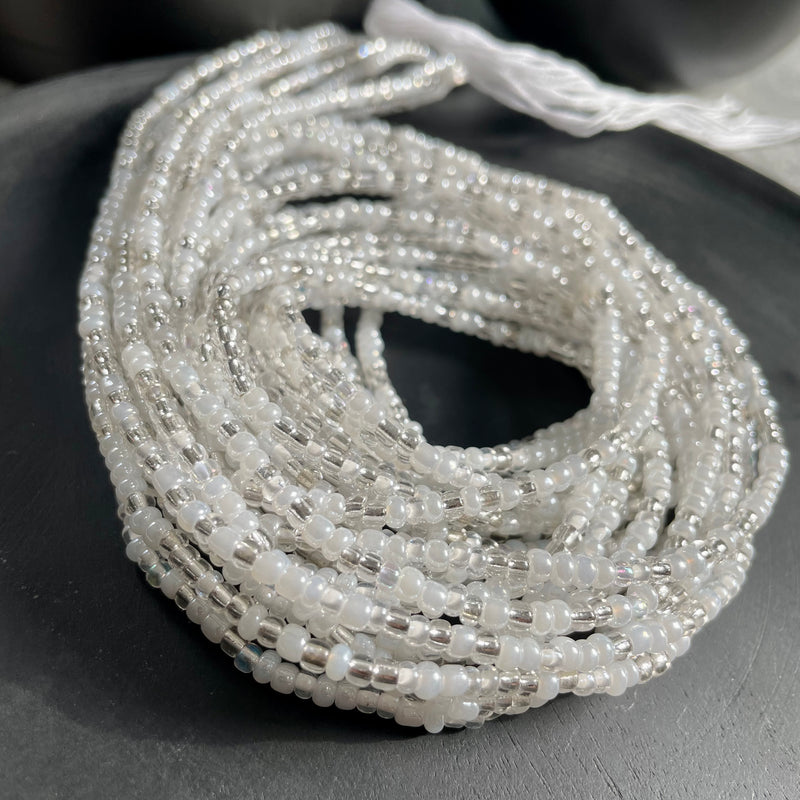 White and Silver Waist Bead