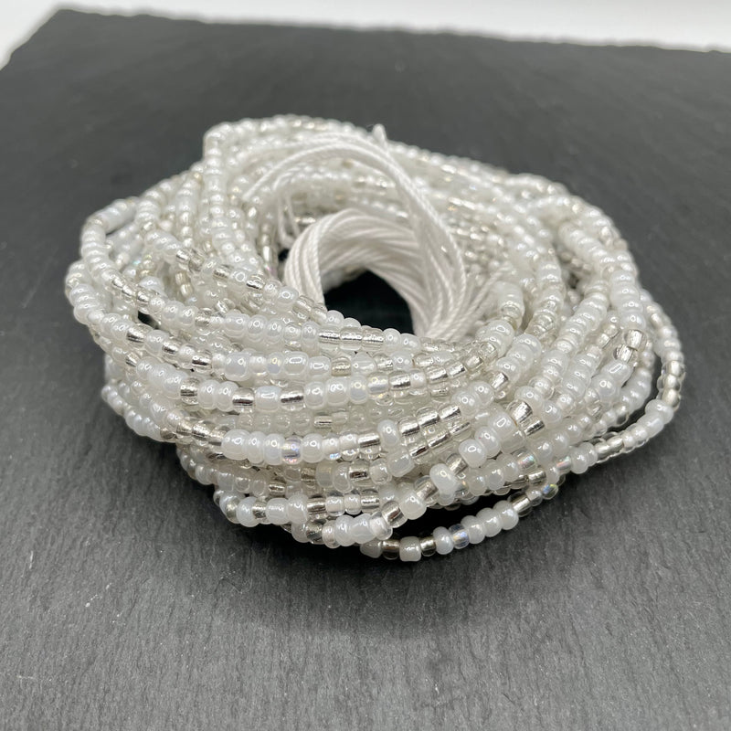 White and Silver Waist Bead