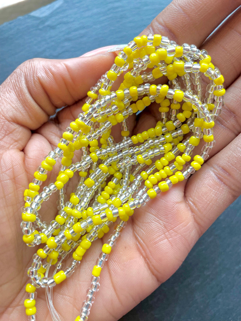 Yellow and Silver Waist Bead