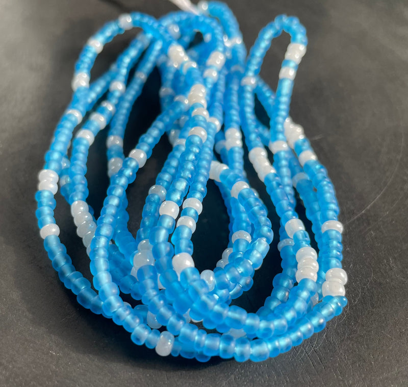 Blue & White Frosted Waist Bead