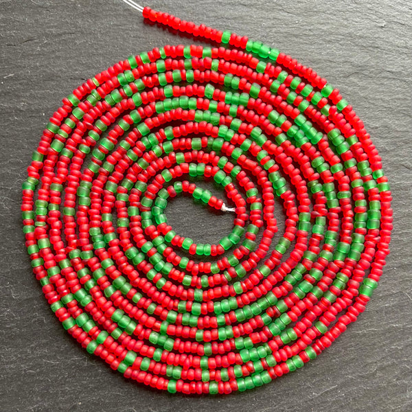Red & Green Frosted Waist Bead