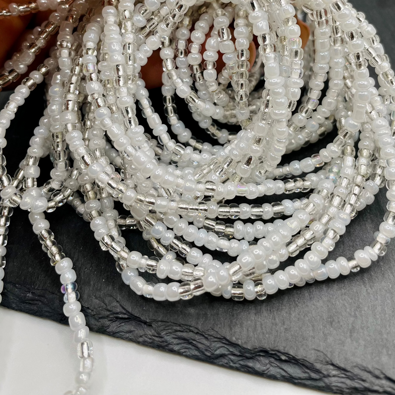 White and Silver Waist Bead