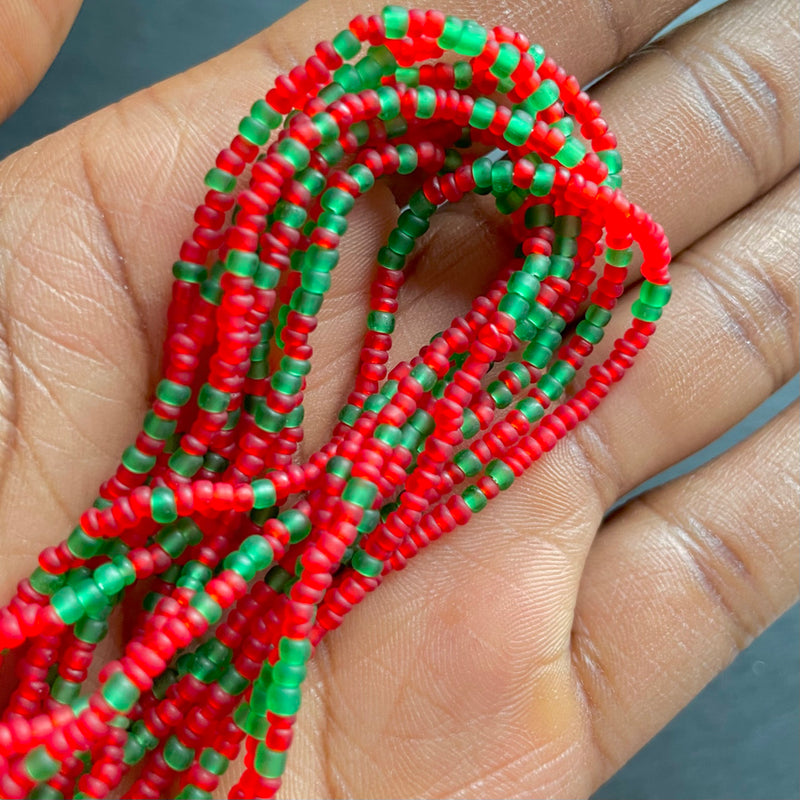 Red & Green Frosted Waist Bead