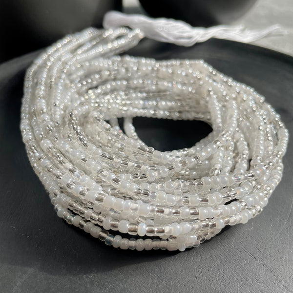 White and Silver Waist Bead