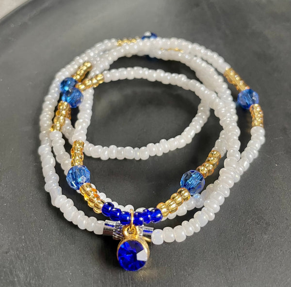 Blue Crystal Waist Bead