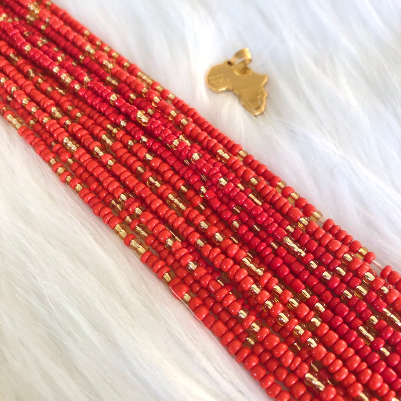 Red & Gold Waist Bead