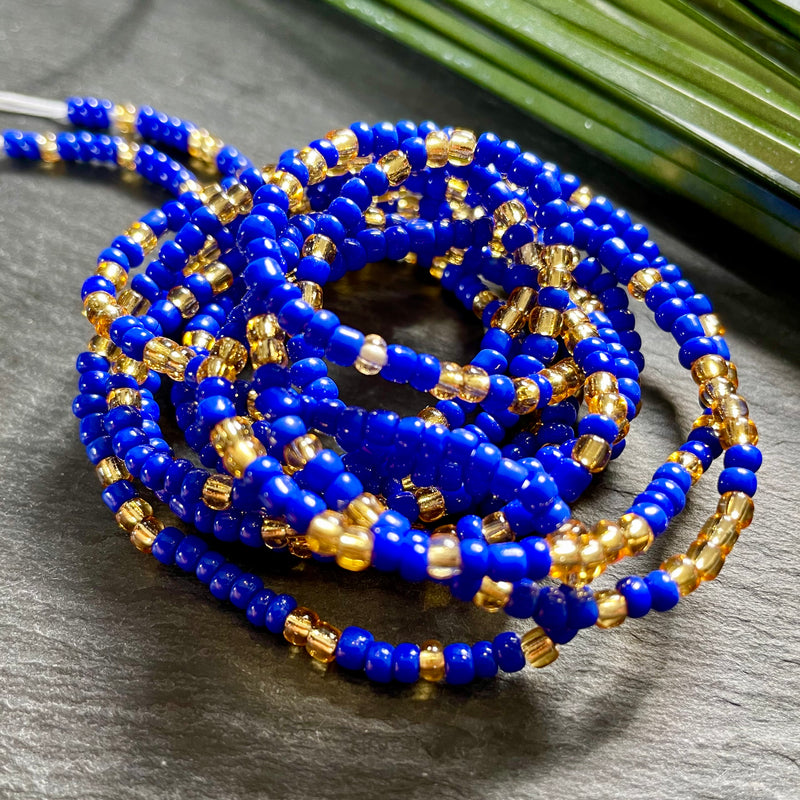Royal Blue & Gold Waist Bead