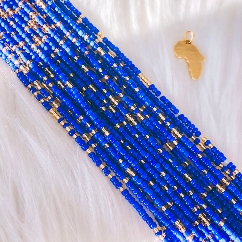 Royal Blue & Gold Waist Bead