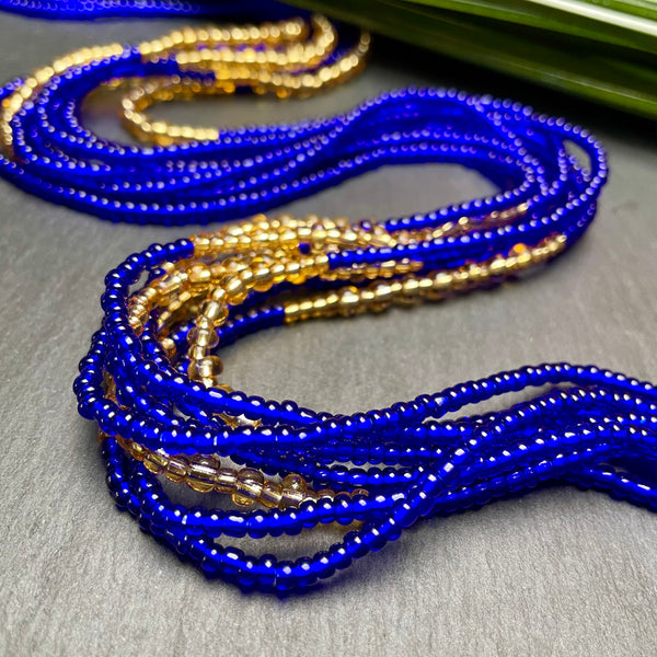 Blue & Gold Waist Bead