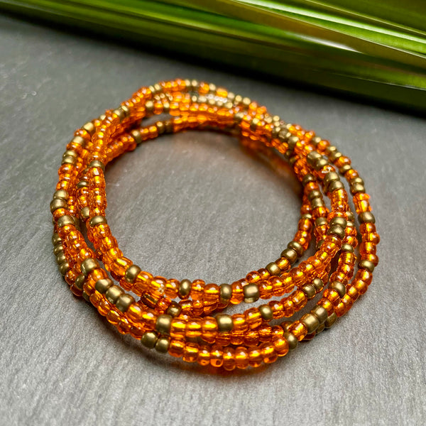 Orange & Bronze  Waist Bead