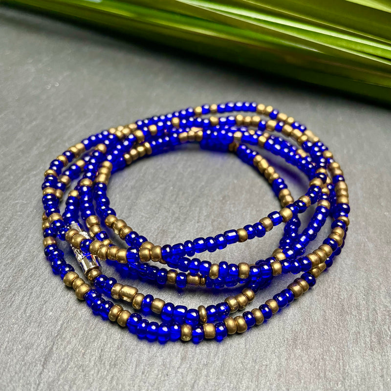 Royal Blue & Bronze Waist Bead