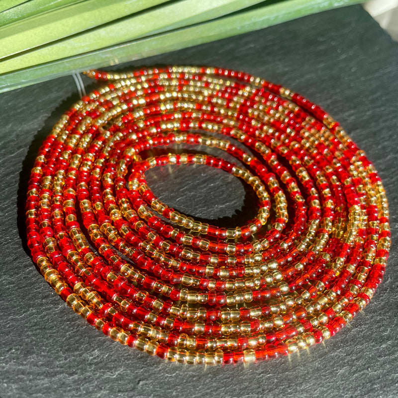 Red & Gold Waist Bead
