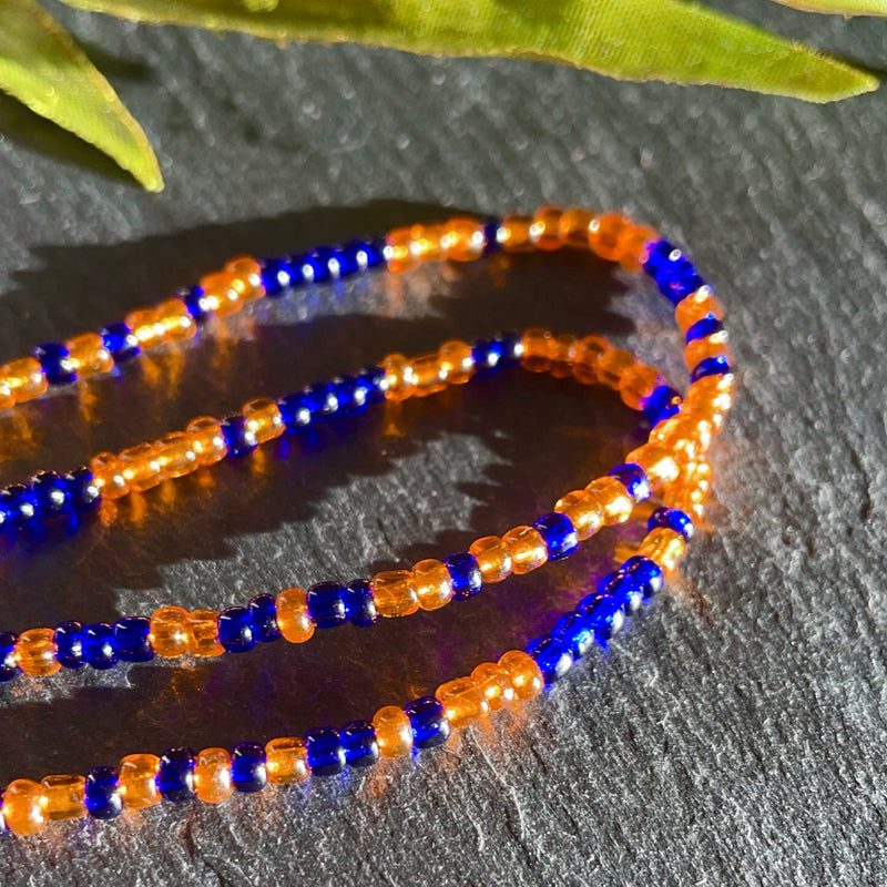 Royal Blue & Orange Waist Bead