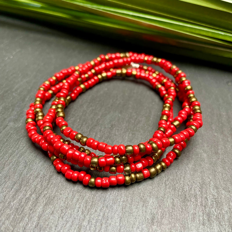 Red & Bronze Waist Bead