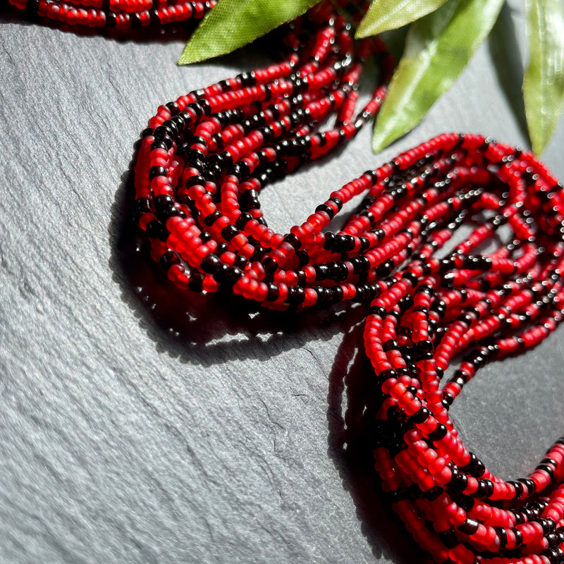 Black & Red Mini Waist Bead