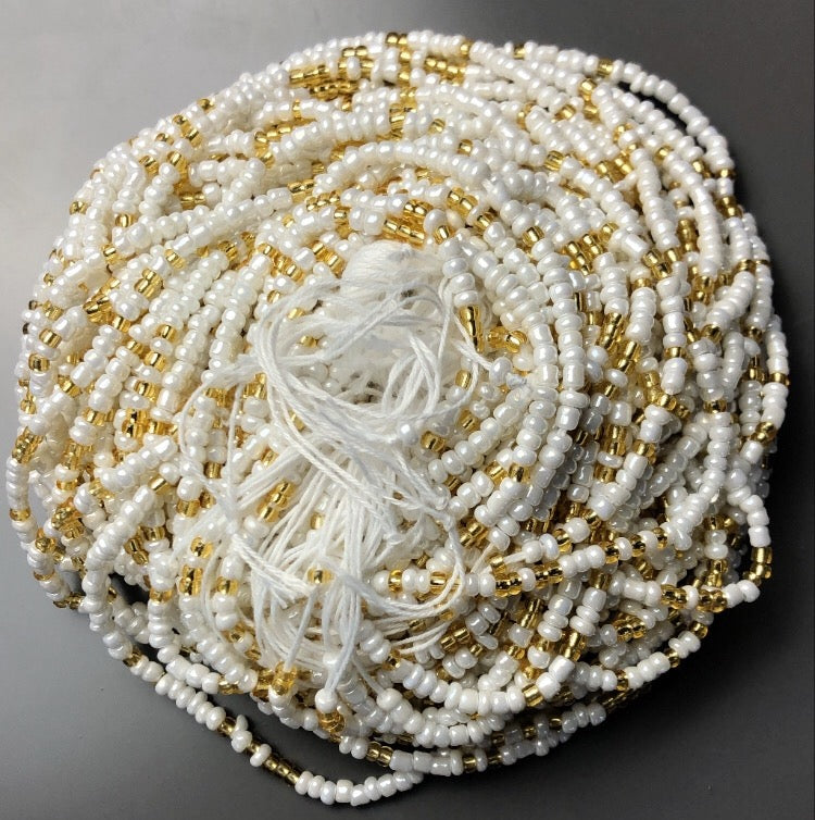 White & Gold Waist Bead