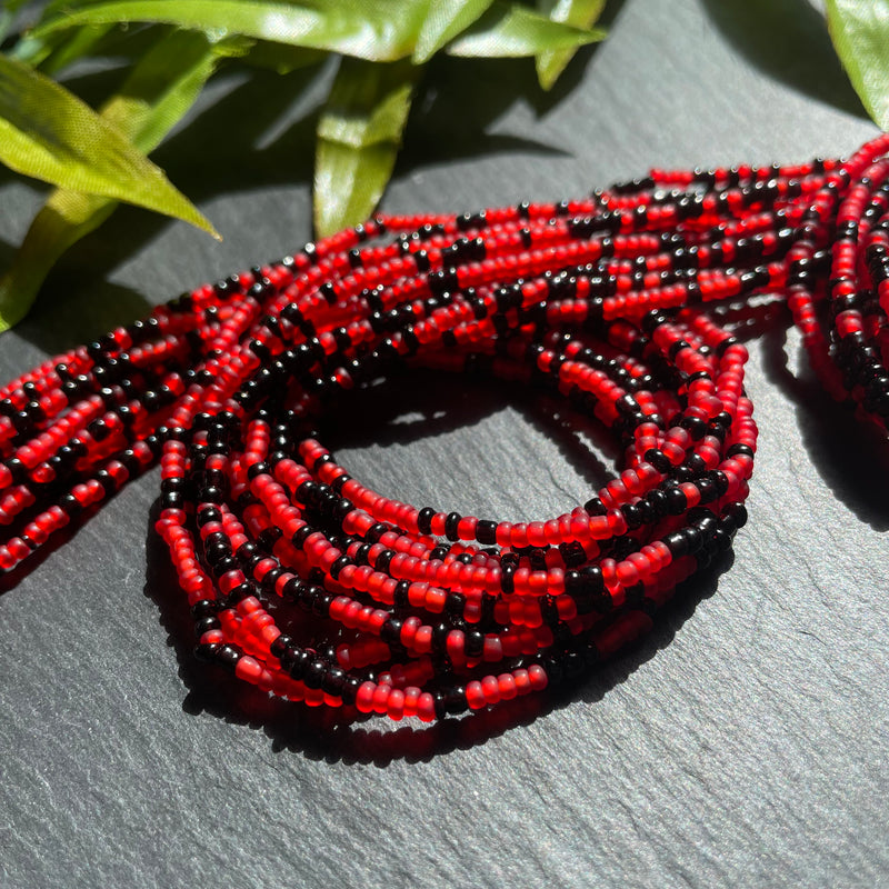 Black & Red Mini Waist Bead