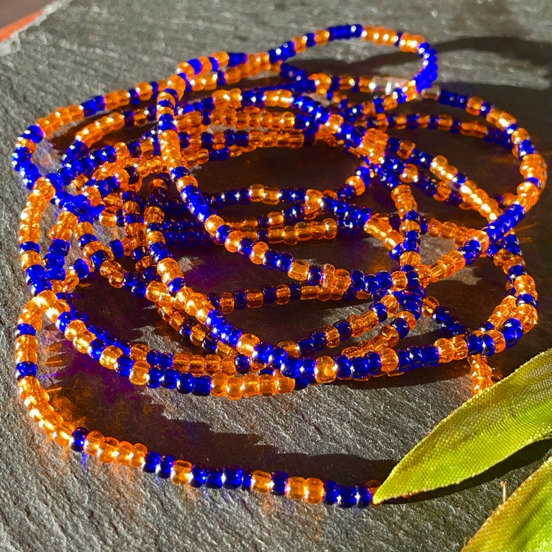 Royal Blue & Orange Waist Bead